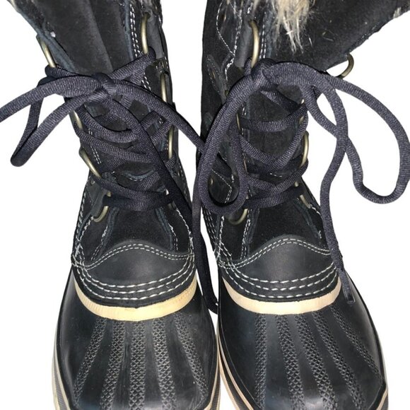 SOREL Joan Of Arctic Black Leather Waterproof NL 1540-010 Boots Size 6 - Picture 5 of 12